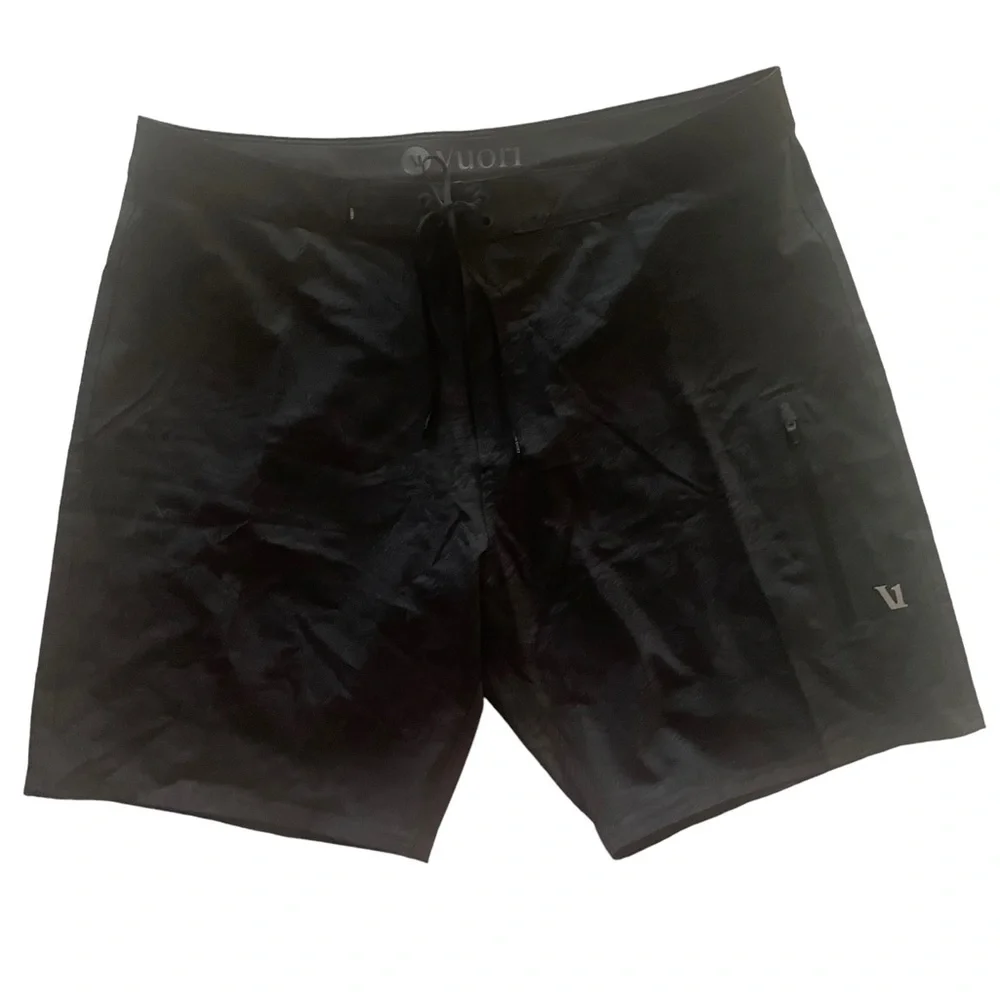 Vuori Infinity Boardshorts Black Vintage Ocean Print Black Gray Size 34 NWOT - Picture 2 of 12